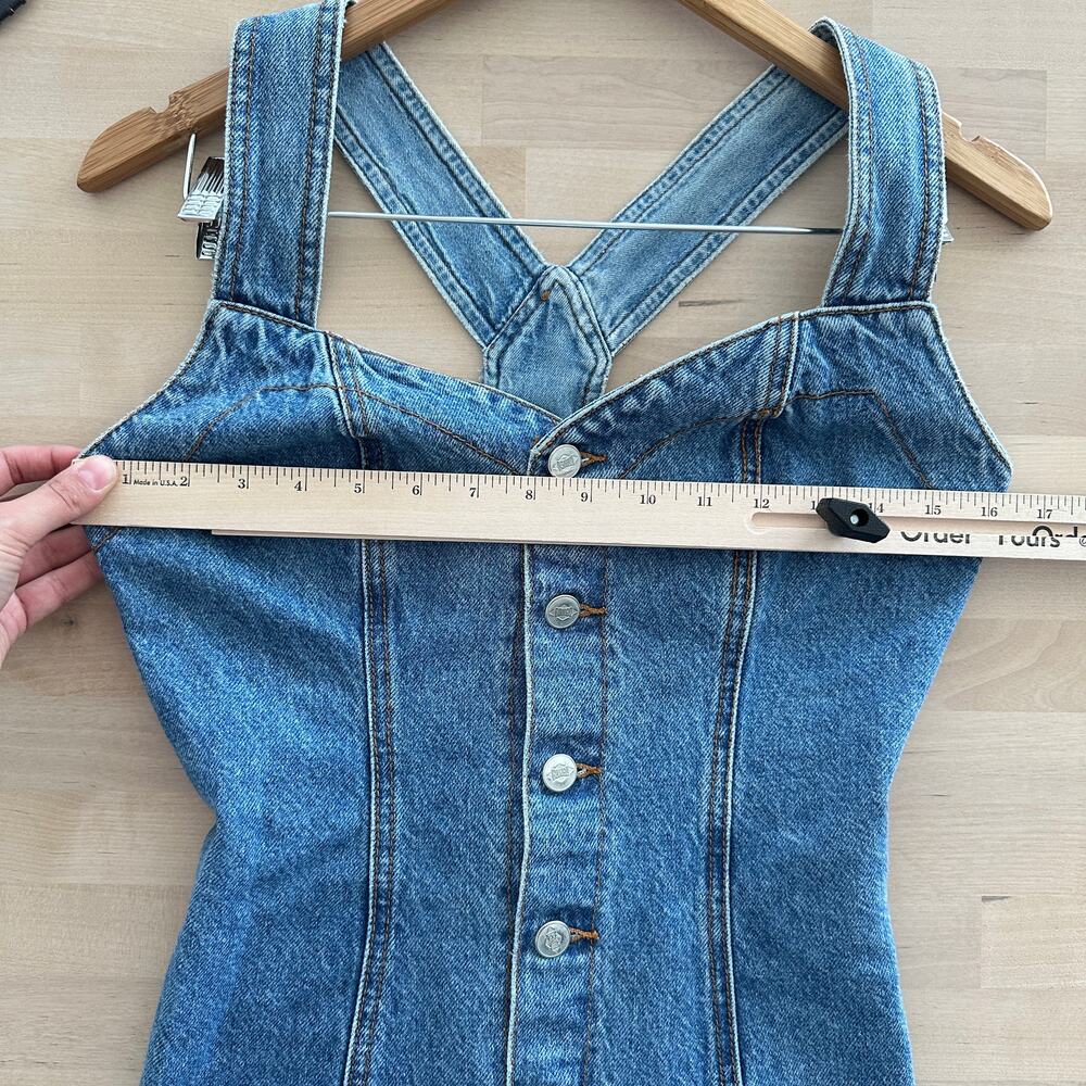 Vintage Denim Dress Womens Small Cowgirl Western Festival Bongo 90s - Picture 10 of 12